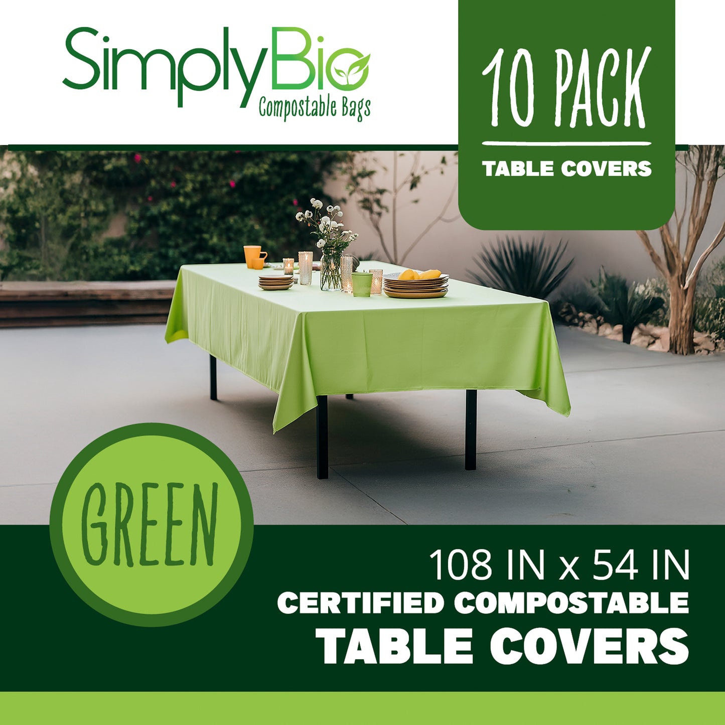 10 PC Compostable Table Covers (54''x108'')