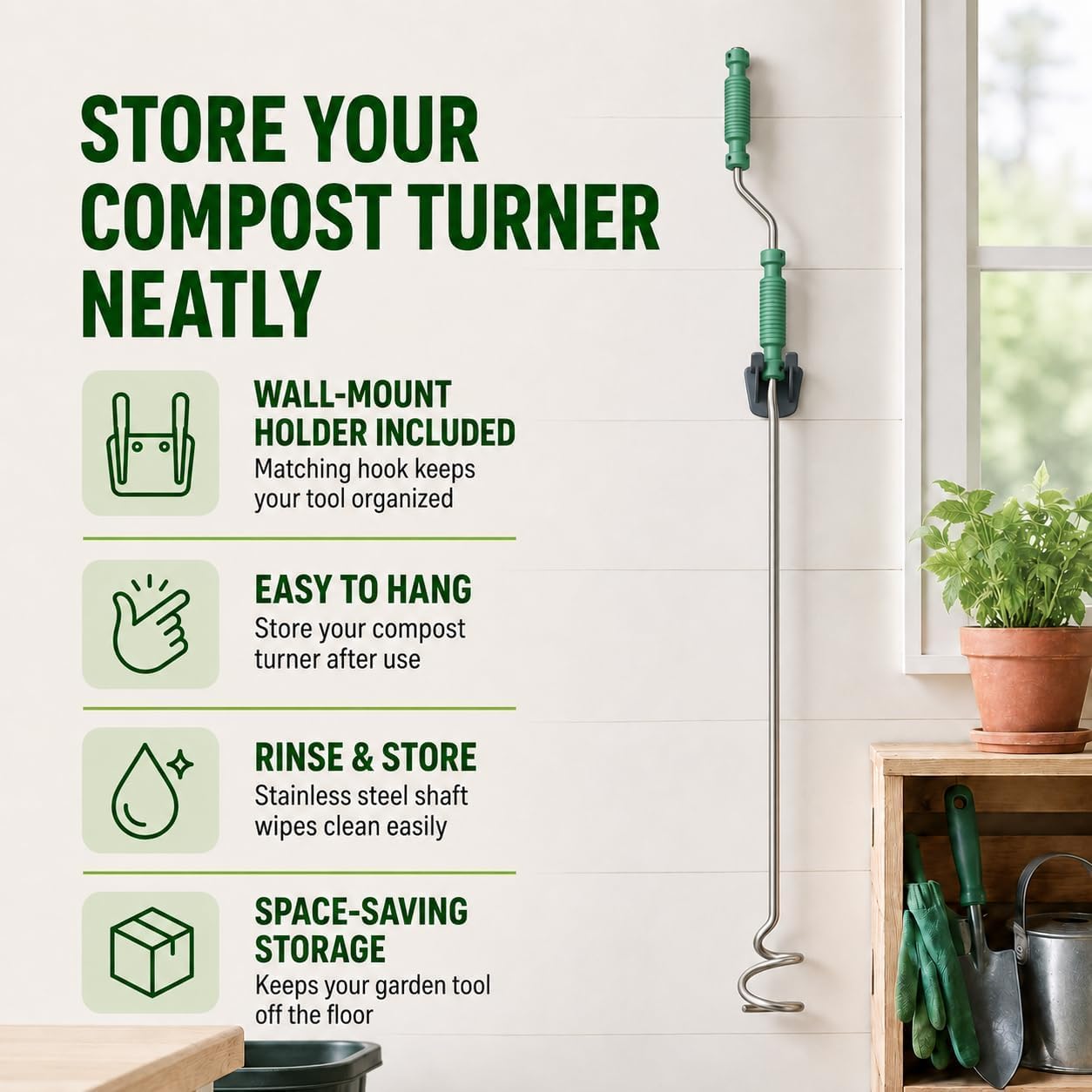 46.5" Stainless Steel Compost Aerator Tool