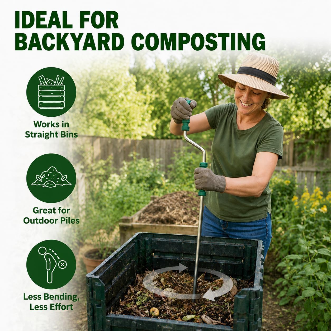 46.5" Stainless Steel Compost Aerator Tool