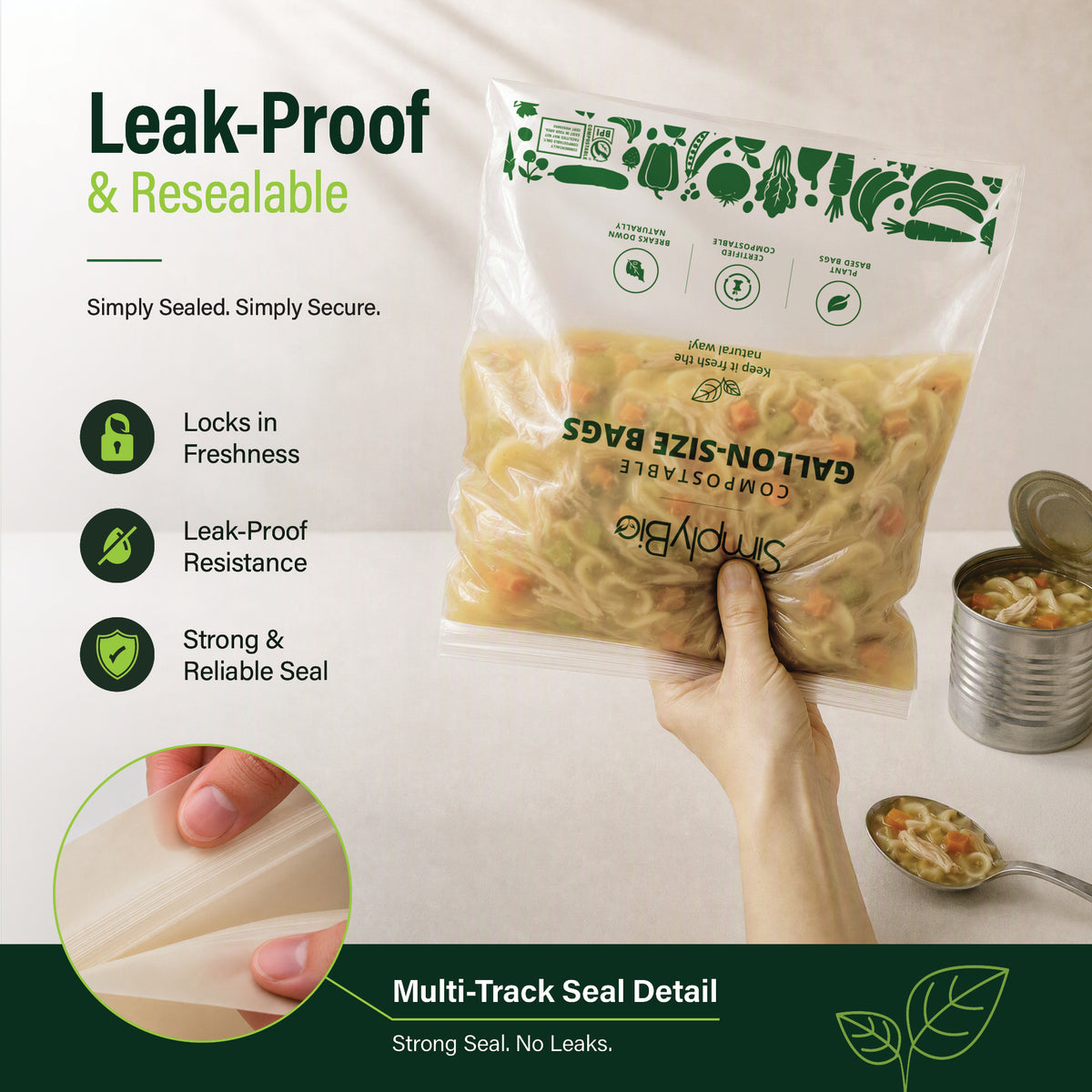 Compostable Food Storage Bags - Gallon Size | 25 Count