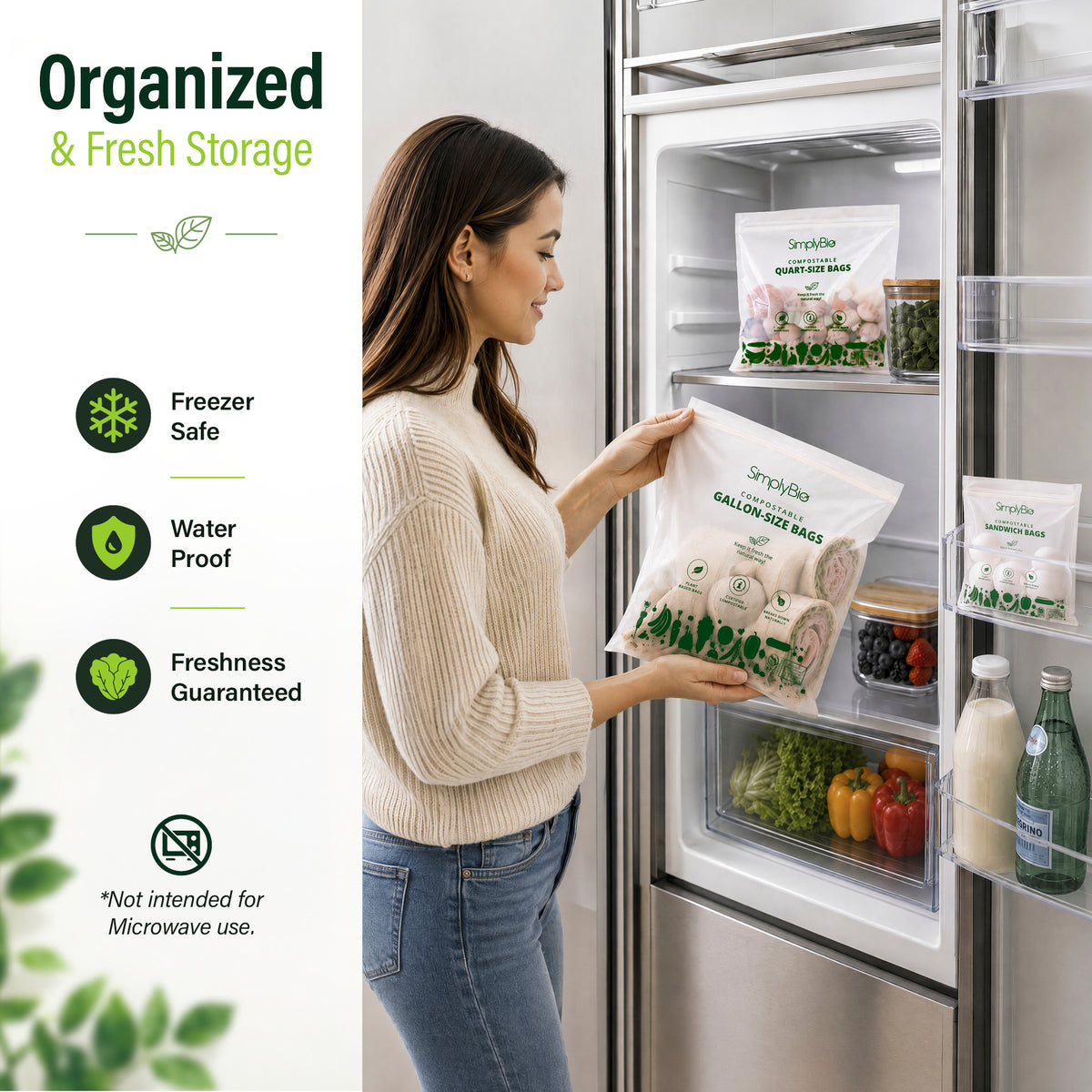 Compostable Food Storage Bags - Sandwich Size | 50 Count